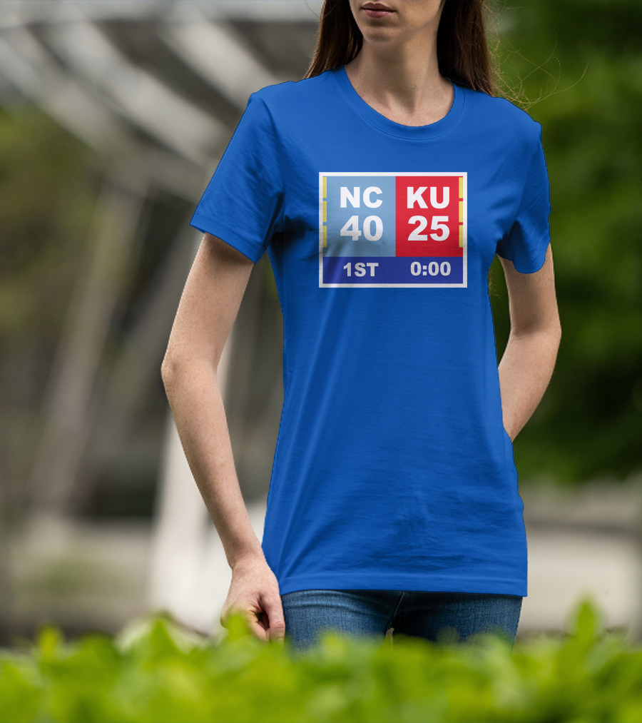 NC 40 KU 25 Scoreboard 1st Half 0:00 Classic Ks Comeback T-Shirt