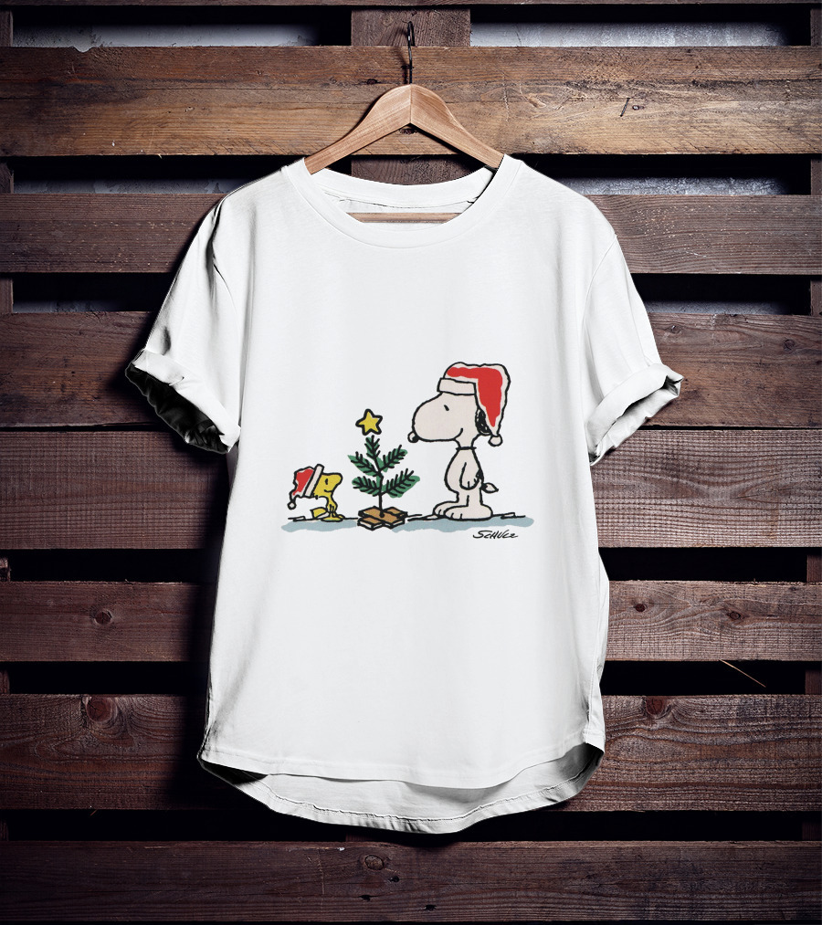 Snoopy Woodstock Christmas Tree Santa Hats T-Shirt