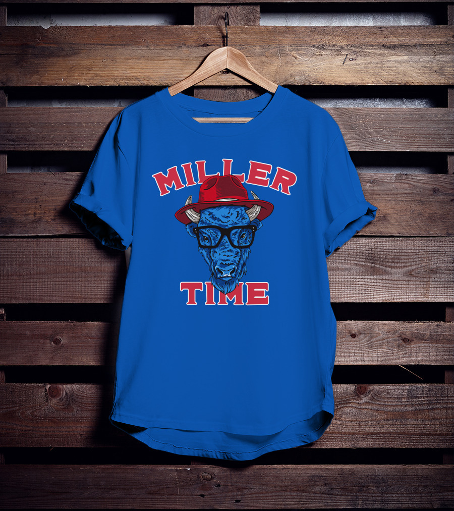 Miller Time Buffalo Red Hat Glasses Blue Buffalo T-Shirt