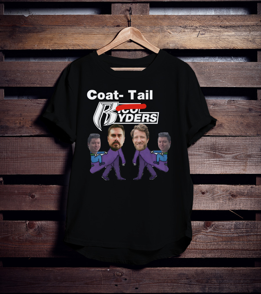 Coat-Tail Rico Ryders Featuring Rico Bosco Big Cat And Stool Characters T-Shirt