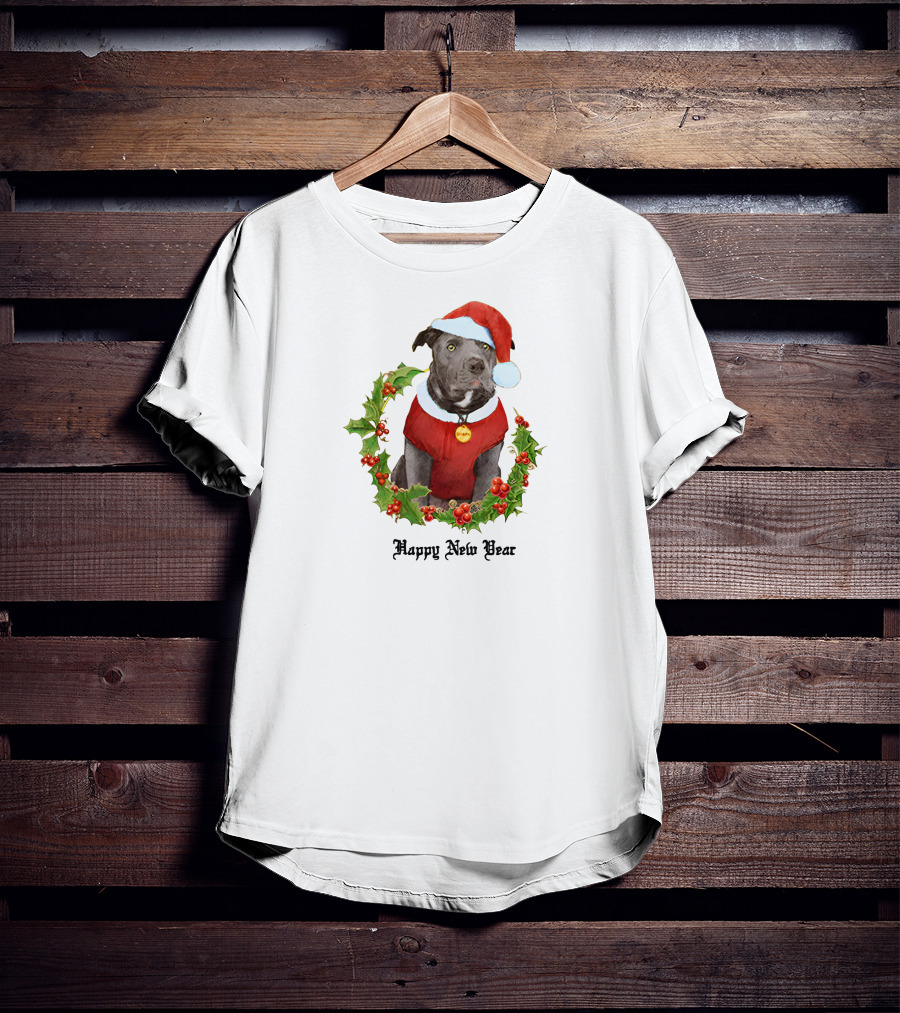 Santa Dog Happy New Year T-Shirt