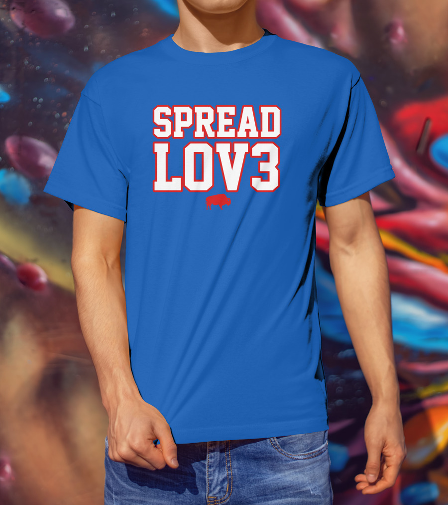 Spread Lov3 Buffalo Red Outline With Buffalo T-Shirt