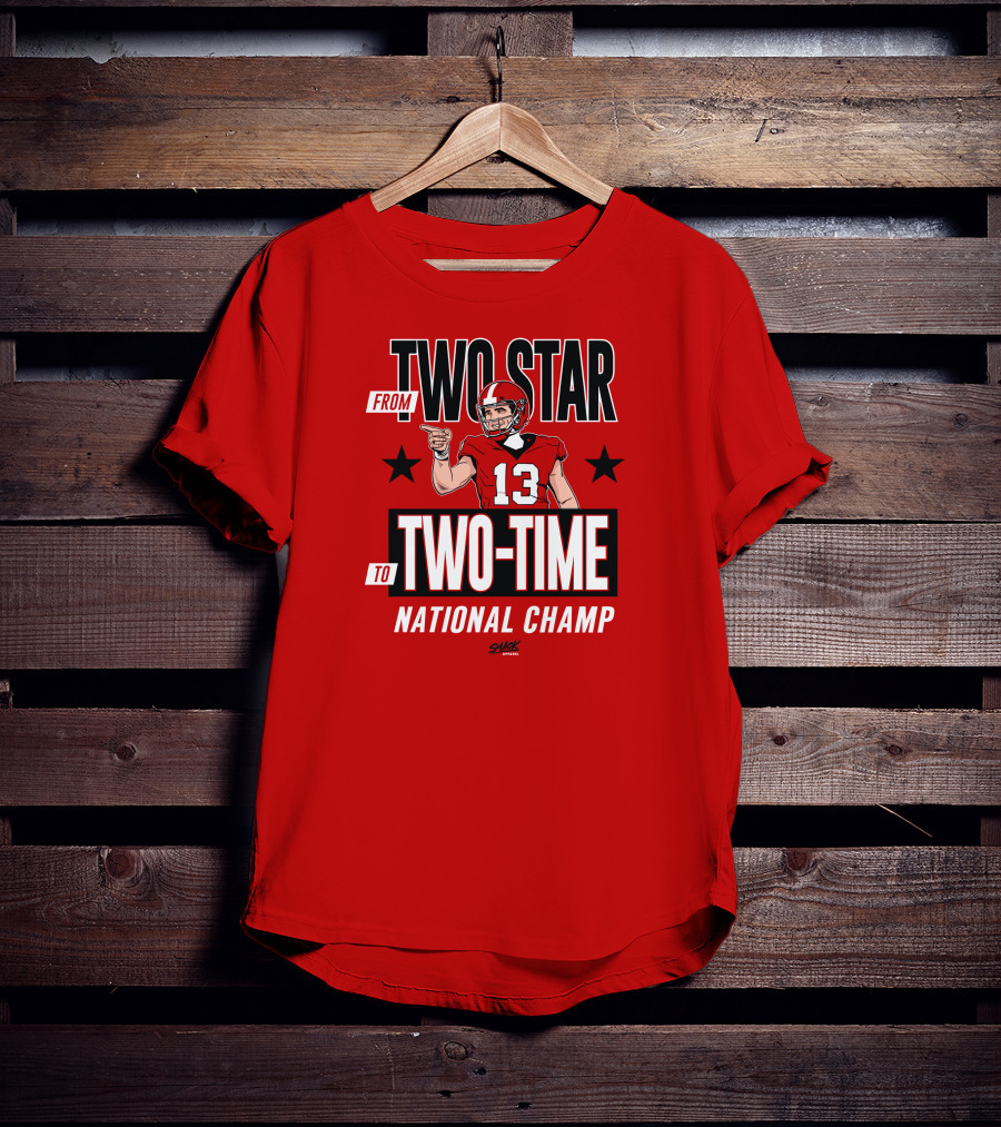 From Two Star To Two-Time National Champ Football Player Number 13 T-Shirt