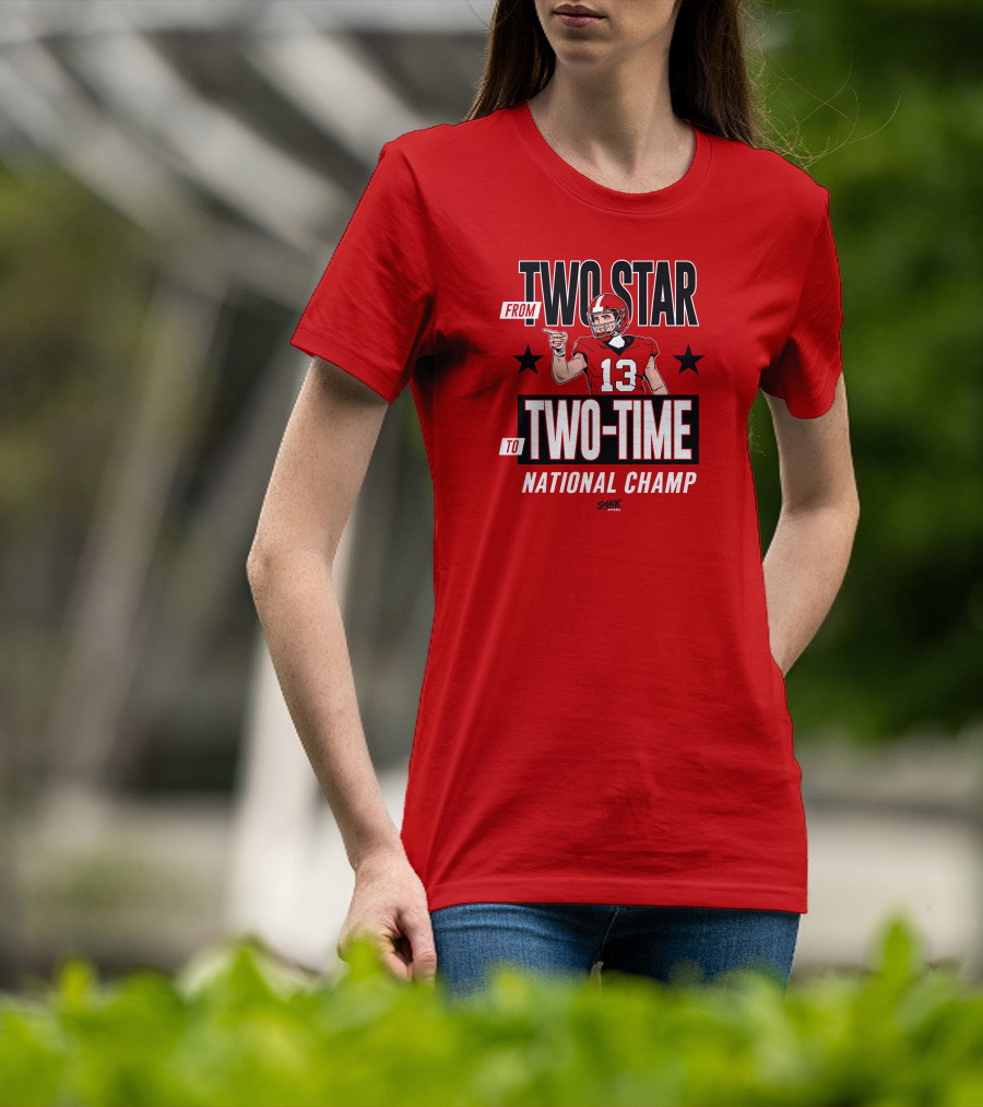 From Two Star To Two-Time National Champ Football Player Number 13 T-Shirt