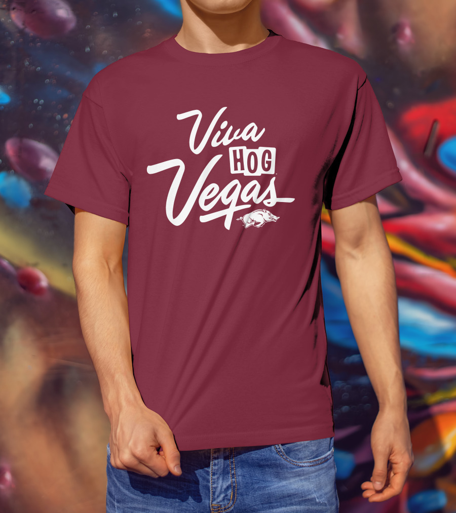 Viva Hog Vegas Arkansas Razorbacks Inspired Pig T-Shirt