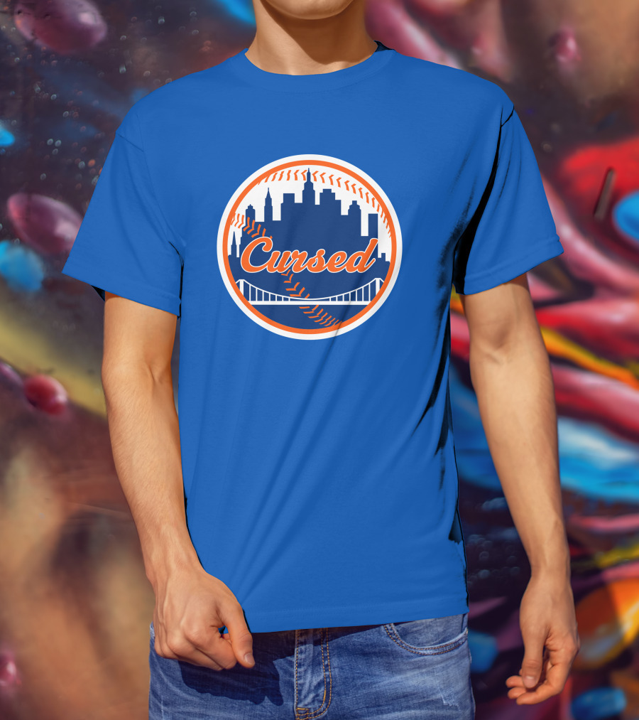 Cursed Mets Baseball Skyline Bridge T-Shirt