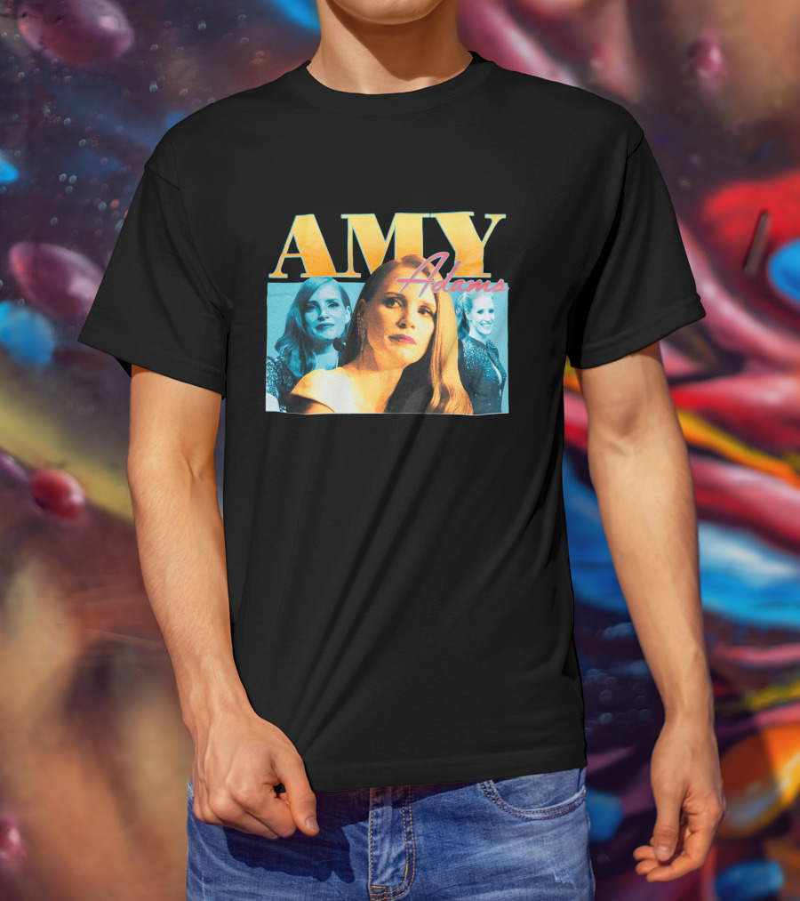 AMY Adams Multicolor Portrait Montage With Retro Script T-Shirt