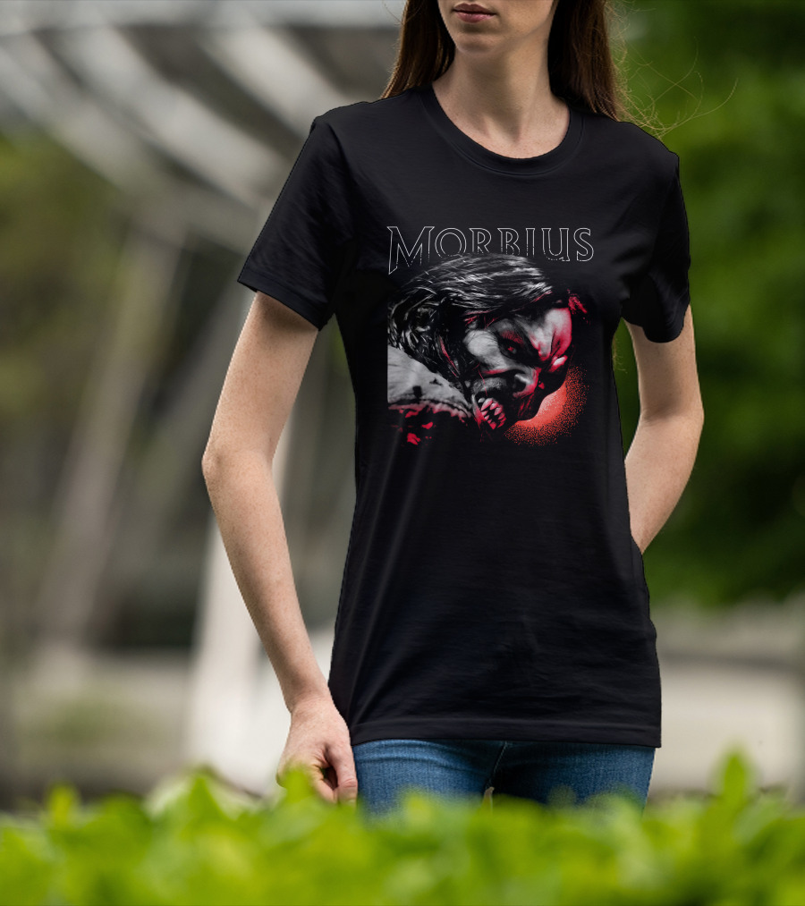 Morbius Jared Leto Vampire Face Artwork Red Glow T-Shirt