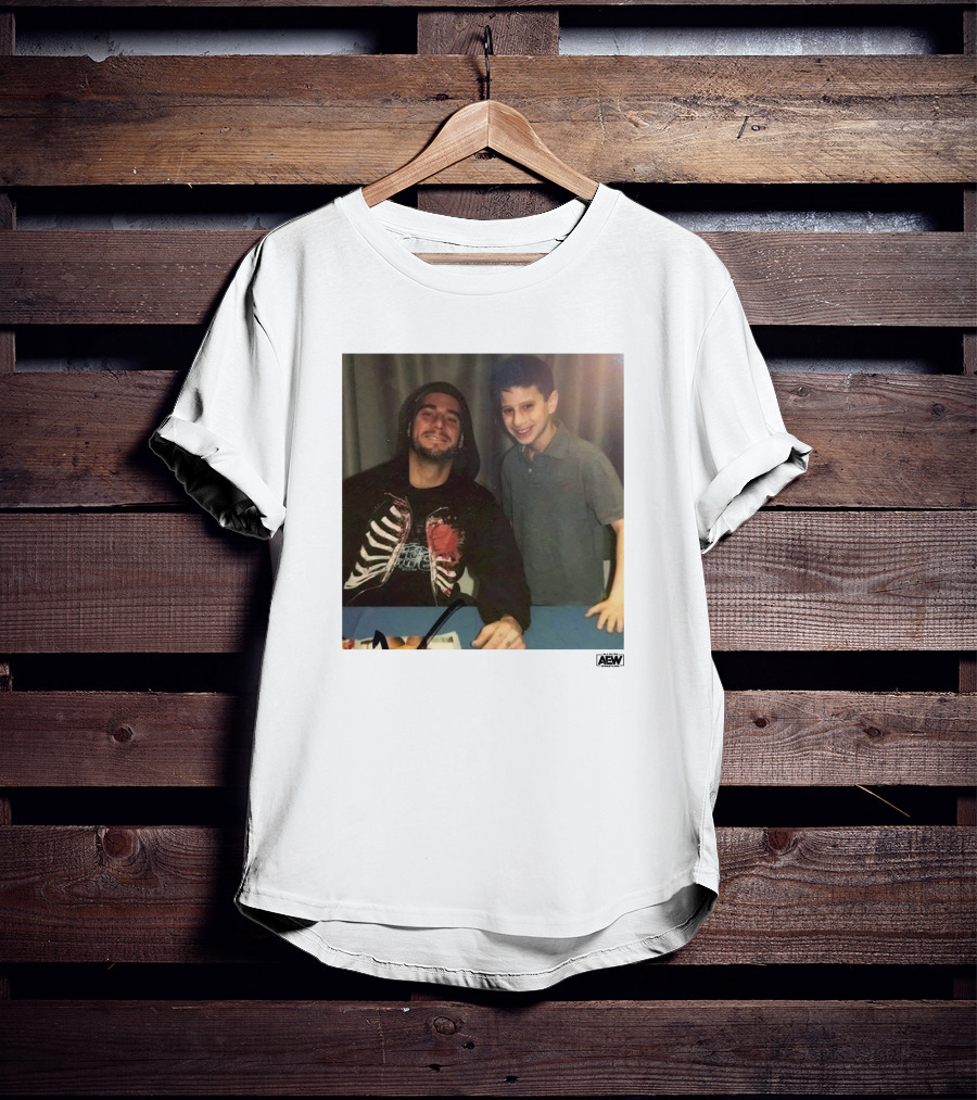 Aew CM Punk Hoodie With Skeleton Rib Cage Design And Signature With MJF Autograph T-Shirt