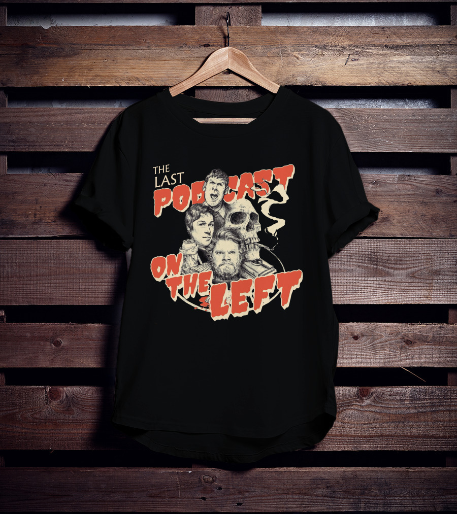 The Last Podcast On The Left Classic Logo With Illustrations And Skull T-Shirt