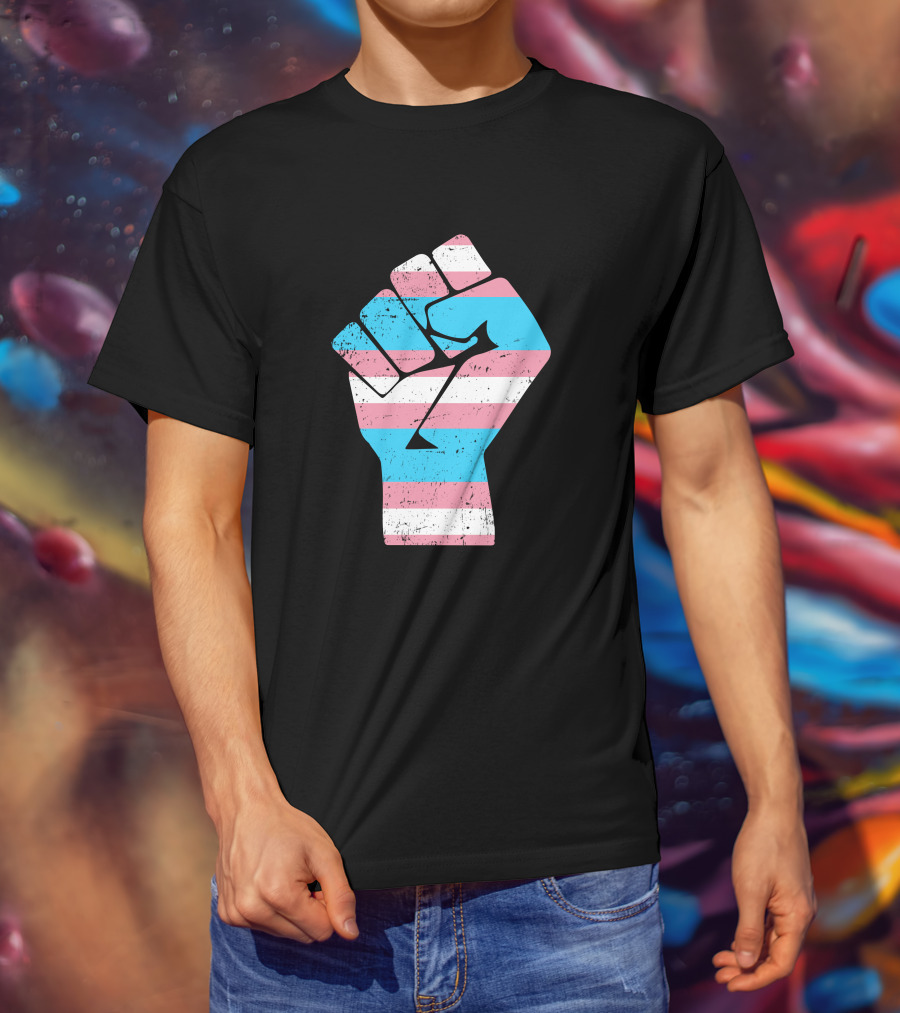 Jamie Lee Curtis Protect Trans Kids Hand Fist Transgender Pride Raised Fist T-Shirt