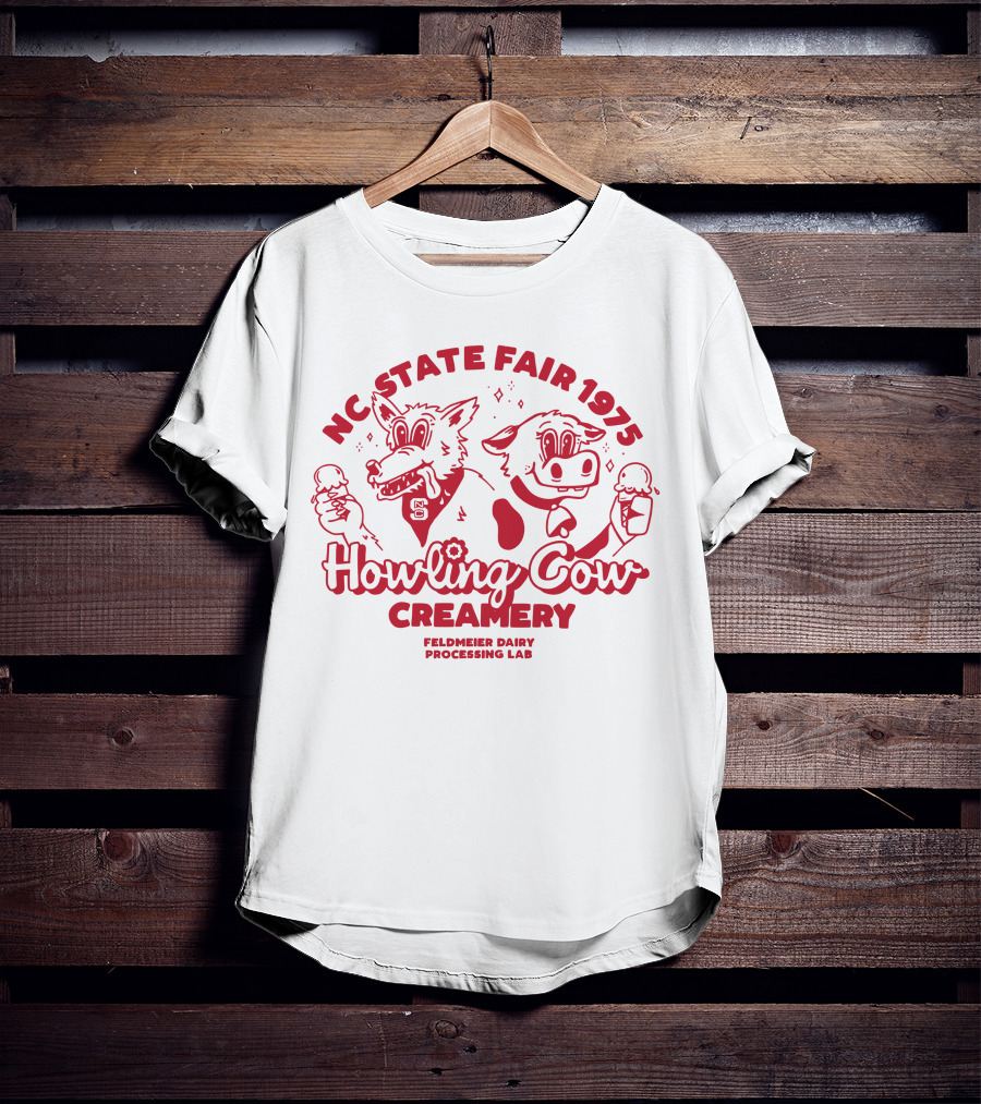NC State Fair 1975 Howling Cow Creamery Feldmeier Dairy Processing Lab T-Shirt