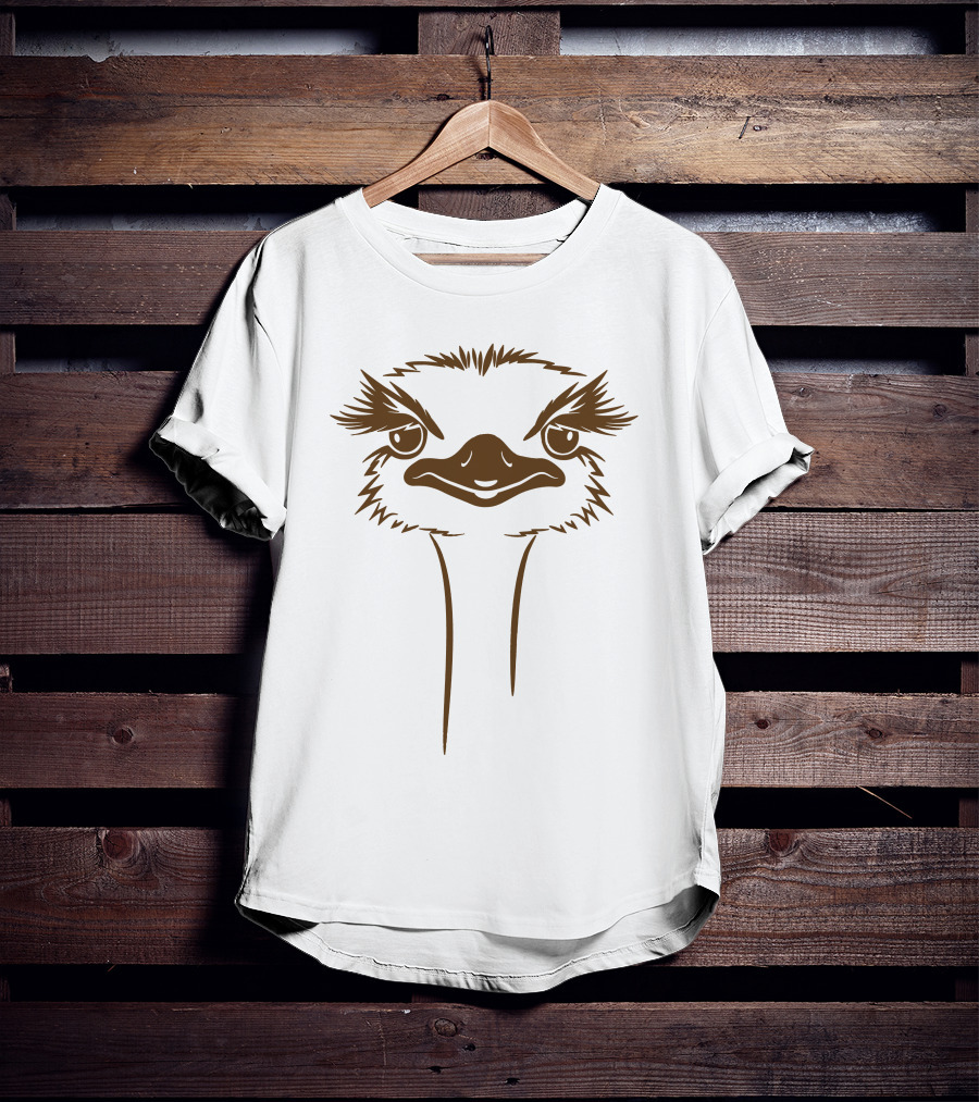 Ostrich Face Outline Bold Expression T-Shirt