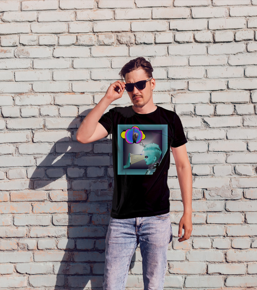 Push In Neon Finger Vision Cube T-Shirt