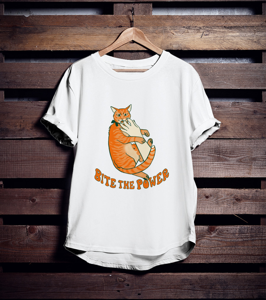 Bite The Power Goblin Criminal Kenny Cat Biting Hand T-Shirt