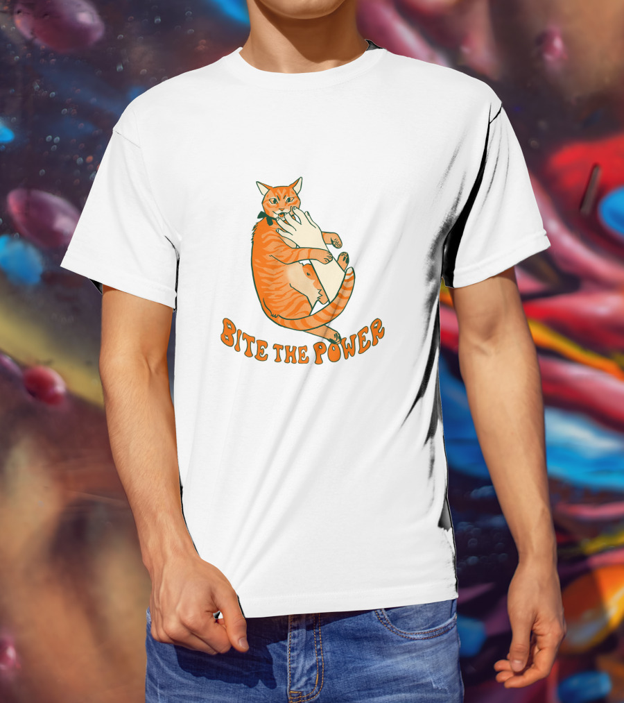 Bite The Power Goblin Criminal Kenny Cat Biting Hand T-Shirt