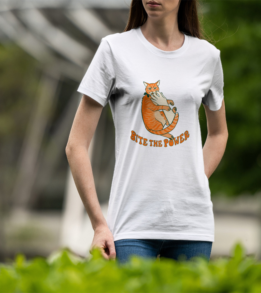 Bite The Power Goblin Criminal Kenny Cat Biting Hand T-Shirt