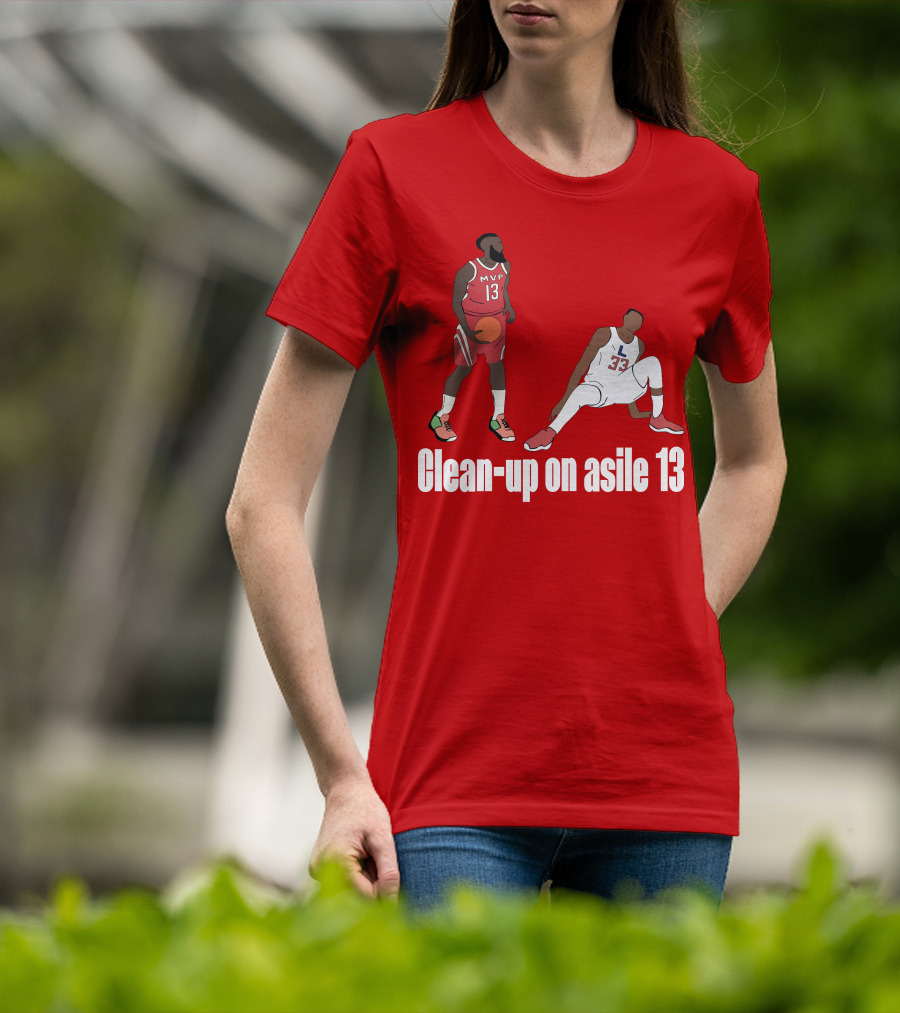 Clean-Up On Asile 13 MVP Number 13 Basketball Action Scene T-Shirt