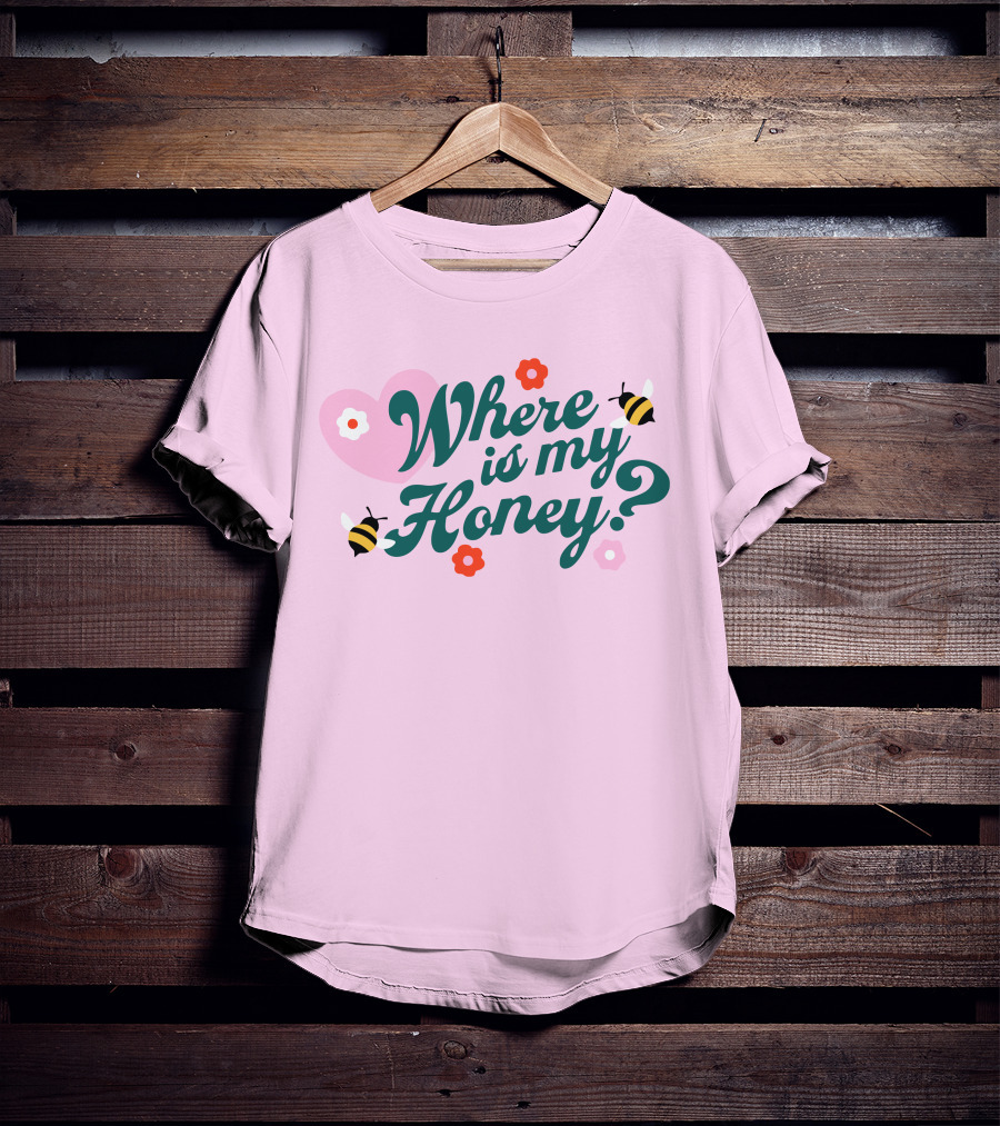 Stephanie Soo Merch Where Is My Honey Cream Bee Heart Floral T-Shirt