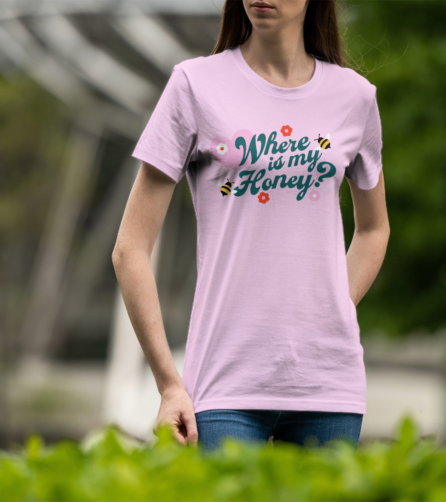 Stephanie Soo Merch Where Is My Honey Cream Bee Heart Floral T-Shirt