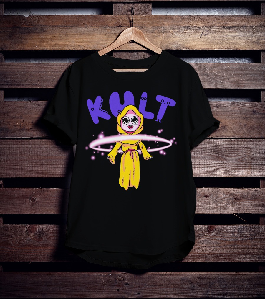 KULT Yellow-Hooded Character With Glowing Aura T-Shirt