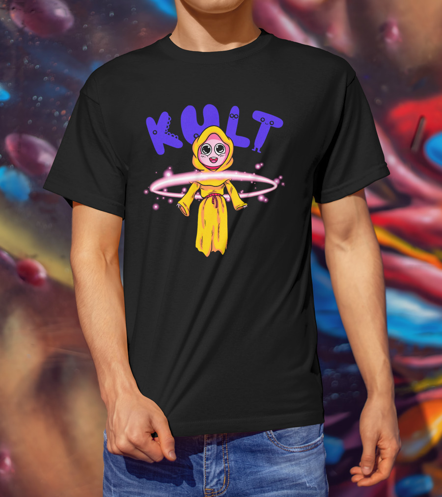 DIM MAK KULT Steve Aoki Collection Yellow Hooded Character With Energy Rings T-Shirt