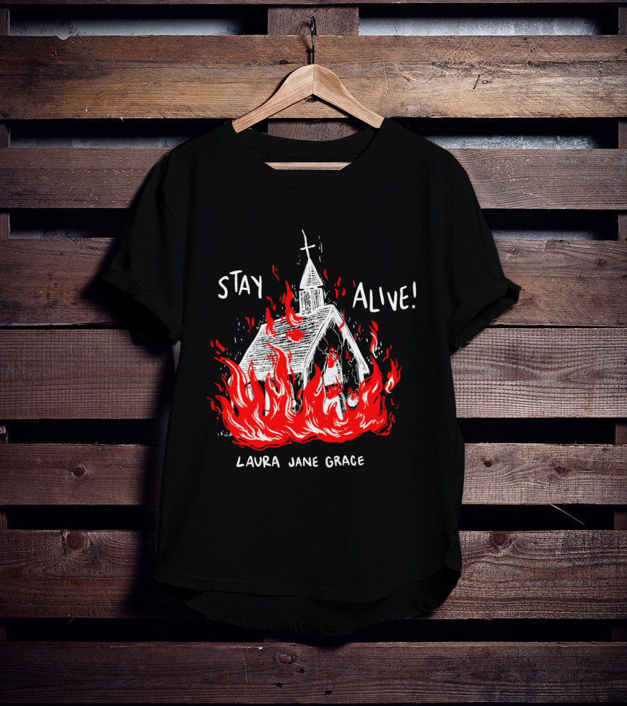 Stay Alive Church Laura Jane Grace Flaming Chapel T-Shirt