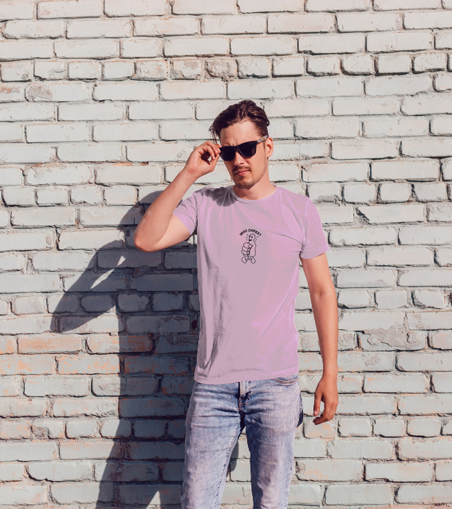 Who Cares Heart Eyes Pink T-Shirt