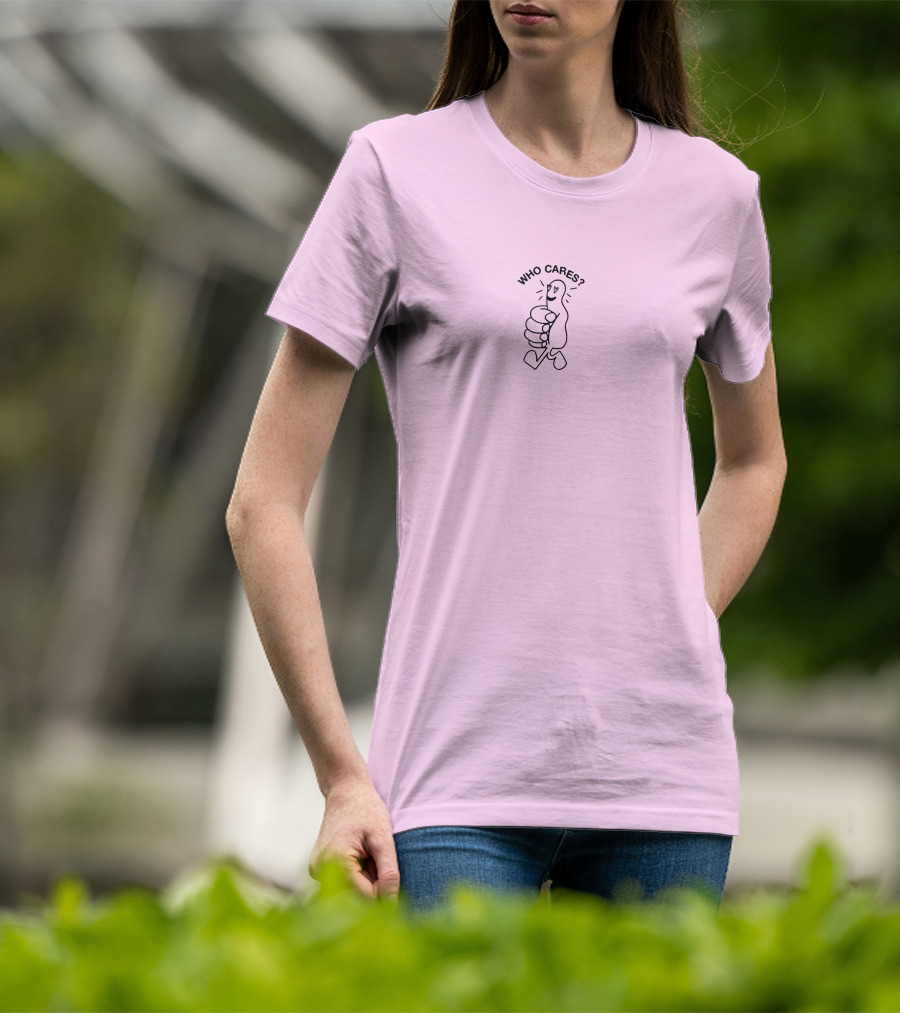 Who Cares Heart Eyes Pink T-Shirt
