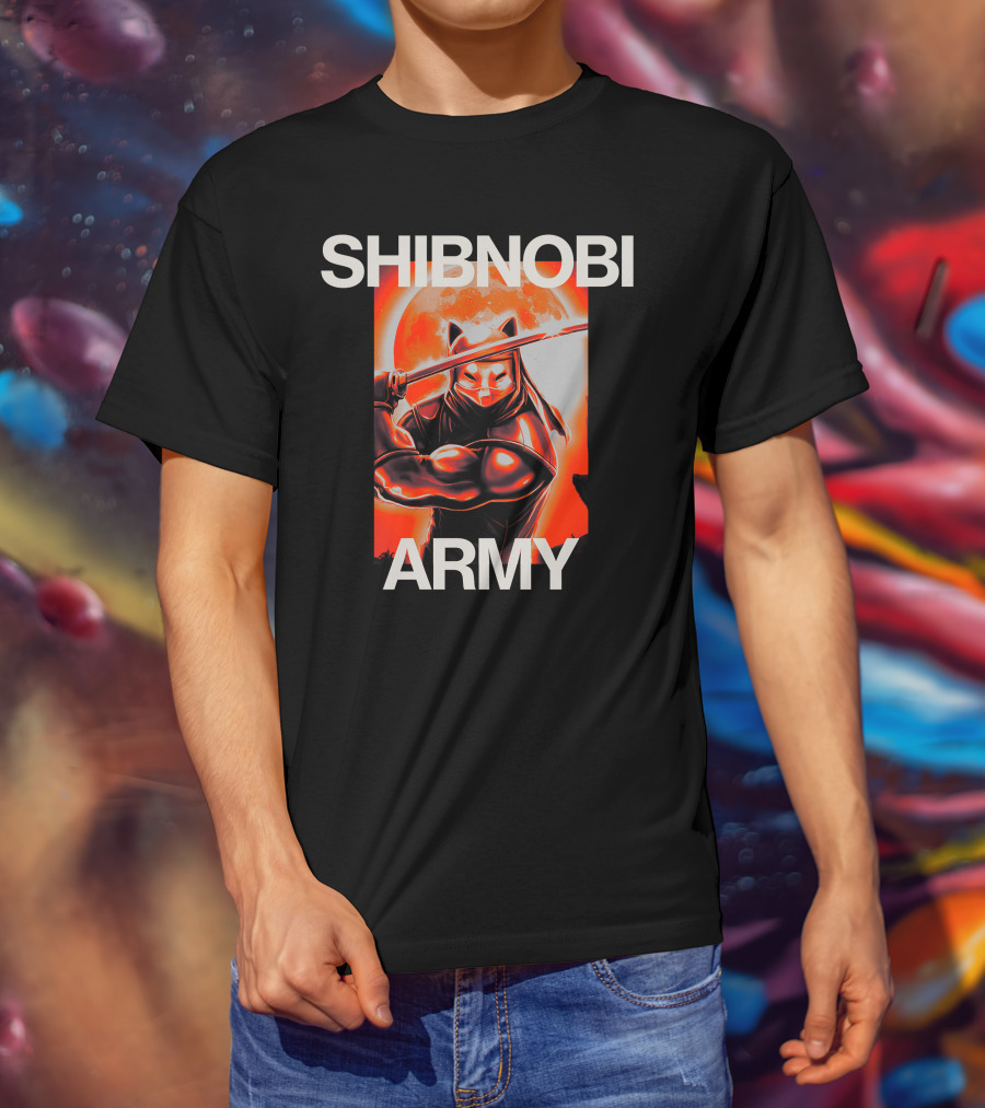 SHIBNOBI ARMY Moonlit Ninja Cat Warrior T-Shirt