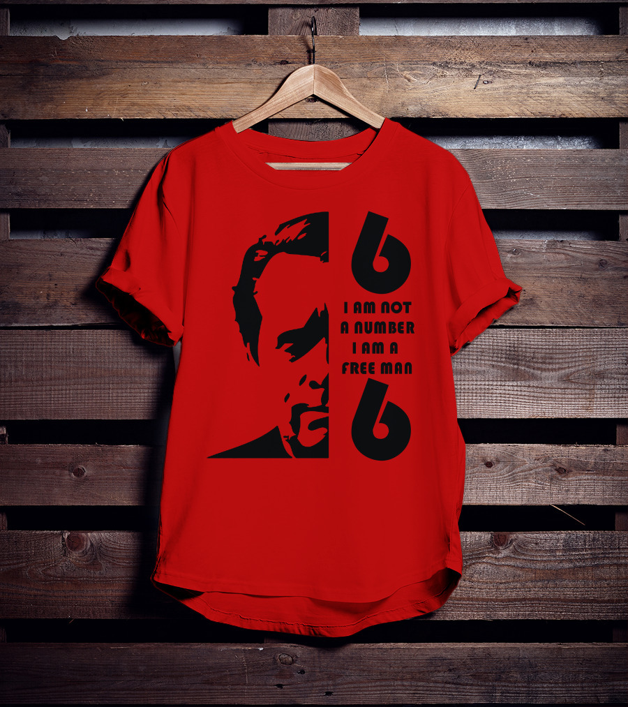 I Am Not A Number I Am A Free Man 6 Six Red T-Shirt