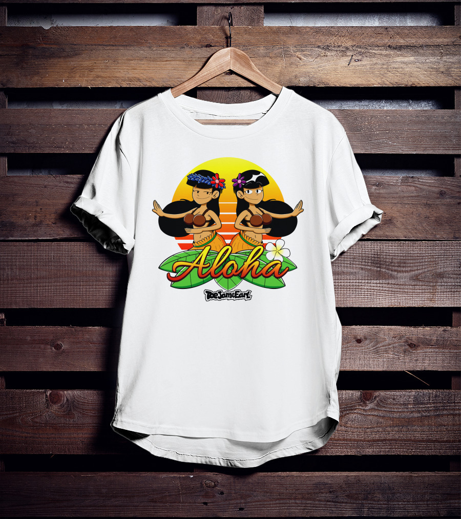 Aloha From Toejam And Earl Robaroba Merch Hawaiian Dancers Tropical Sunset T-Shirt