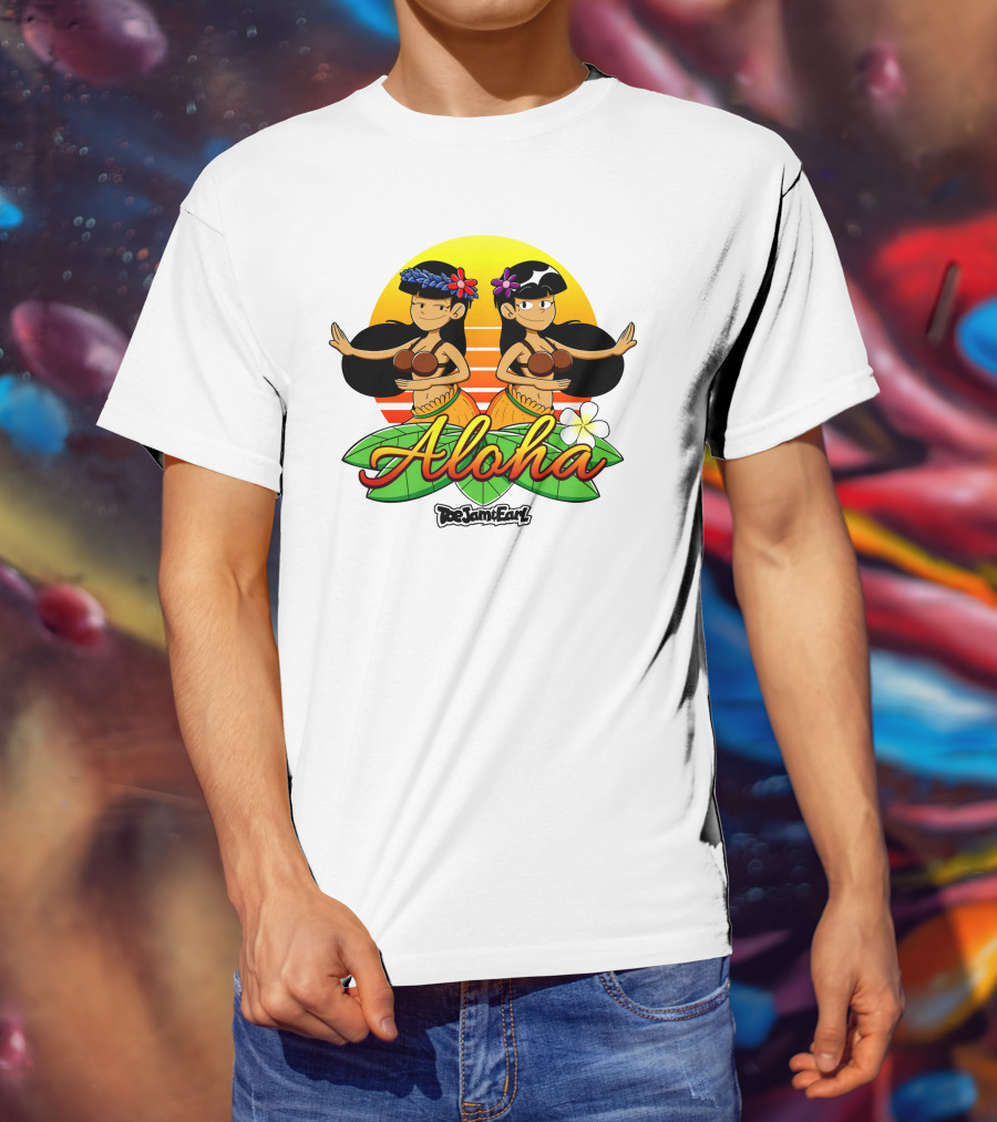 Aloha From Toejam And Earl Robaroba Merch Hawaiian Dancers Tropical Sunset T-Shirt