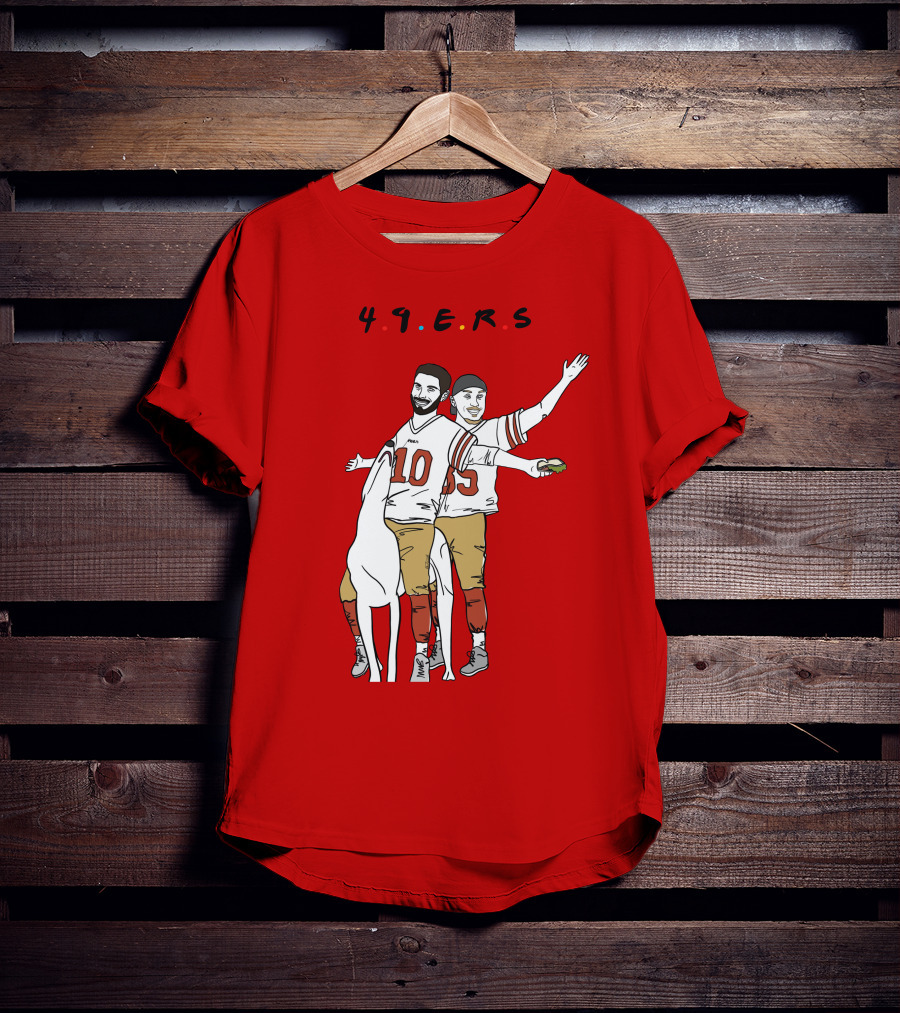49ers Friends Jimmy Garoppolo Brian Hill Illustration With Dog T-Shirt