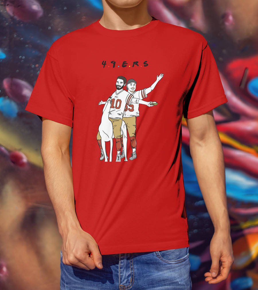 49ers Friends Jimmy Garoppolo Brian Hill Illustration With Dog T-Shirt