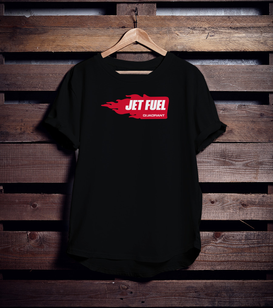 JET FUEL QUADRANT Flame Red Typography T-Shirt