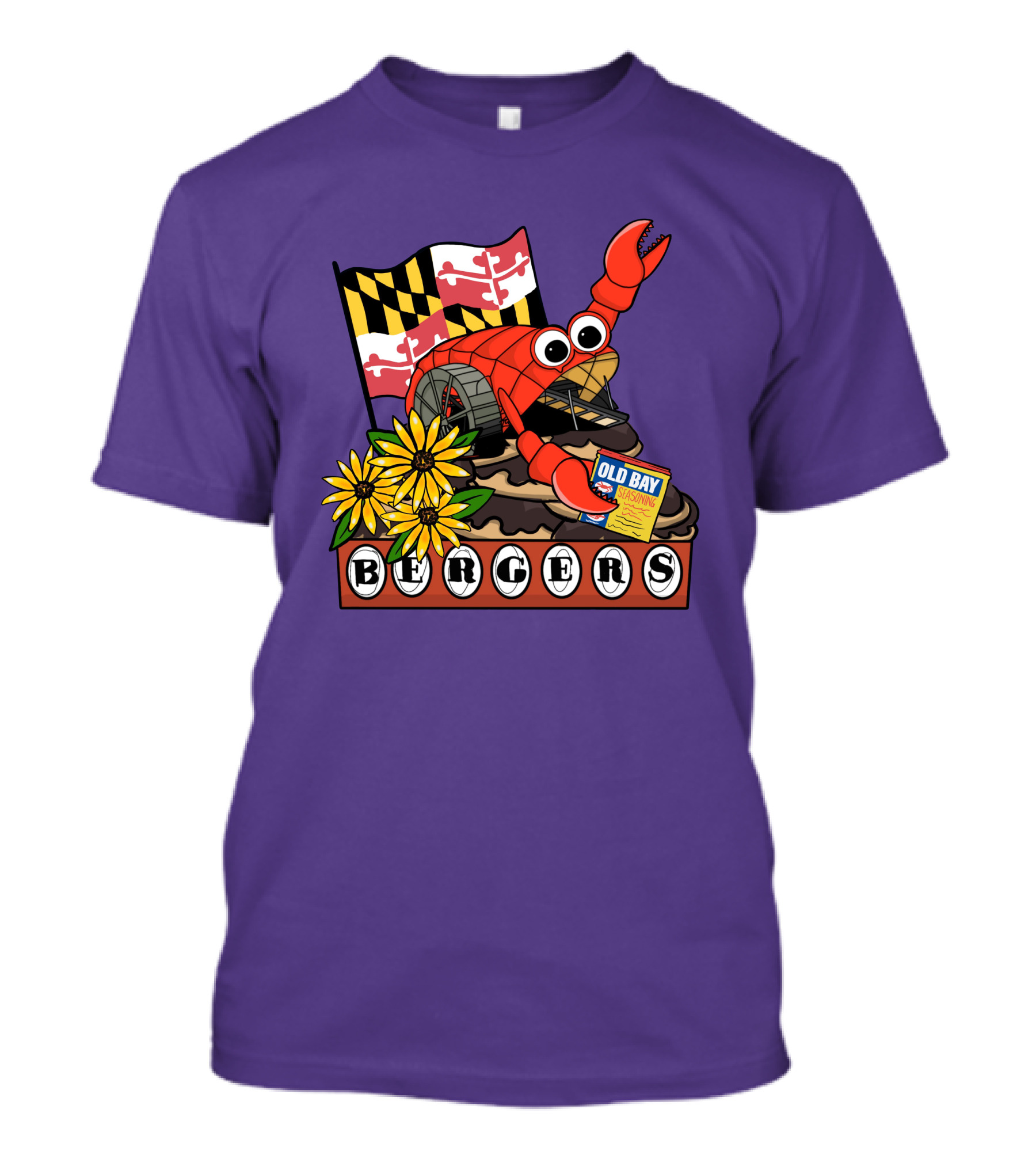 Mr. Trash Wheel Bergers Old Bay Seasoning Maryland Flag Flowers T-Shirt