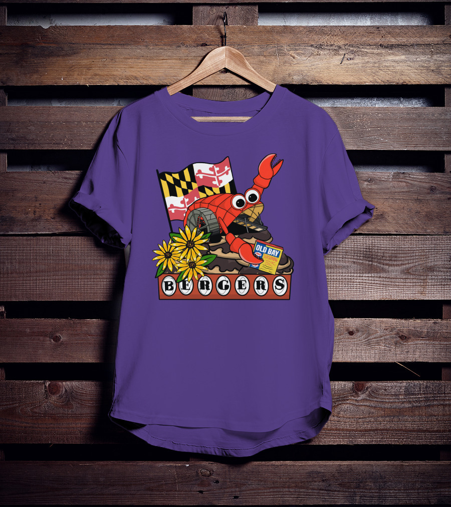 Mr. Trash Wheel Bergers Old Bay Seasoning Maryland Flag Flowers T-Shirt