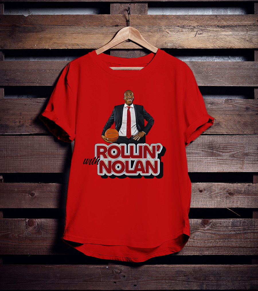 Rollin’ With Nolan Basketball Suit And Tie RedBackground T-Shirt