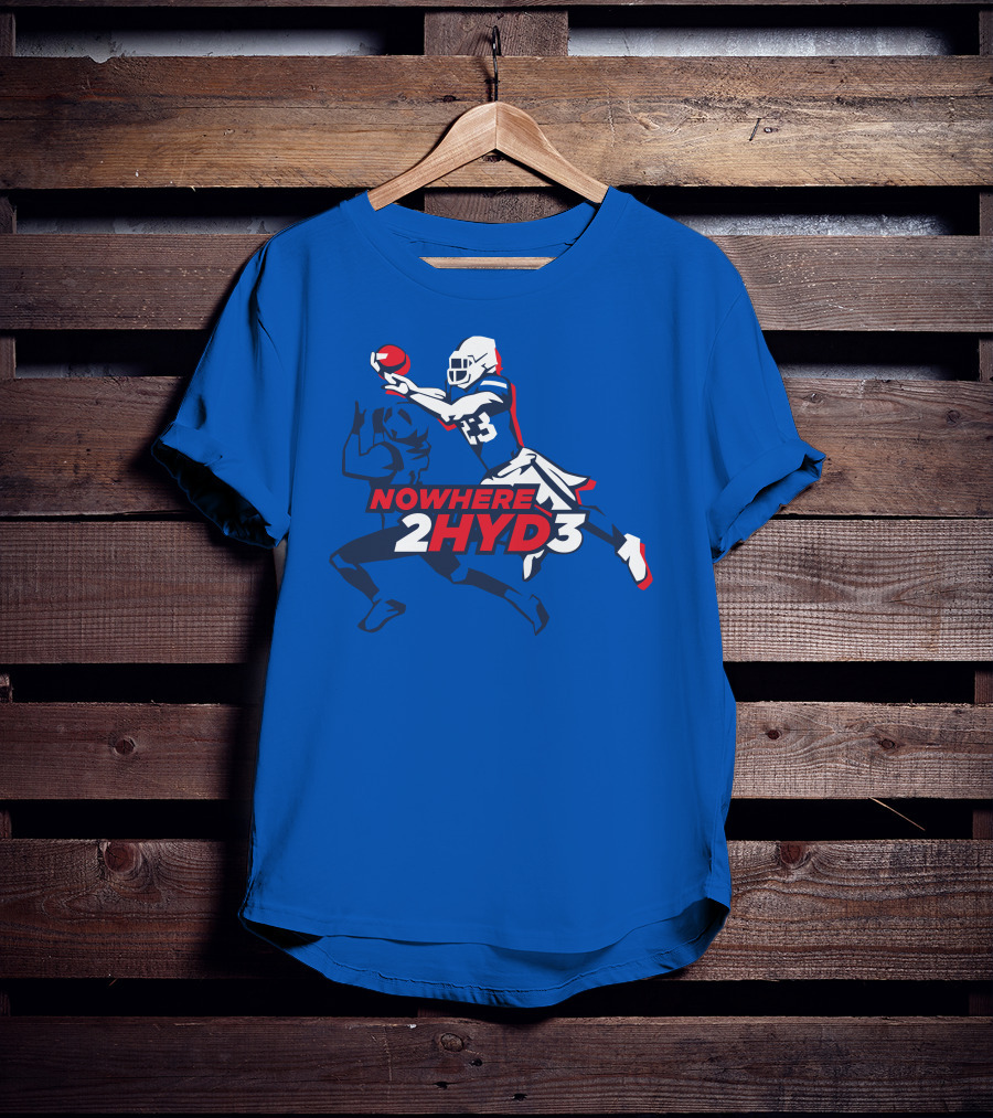 NOWHERE 2HYD3 Football Player Catching Action T-Shirt