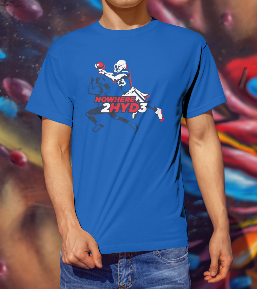 NOWHERE 2HYD3 Football Player Catching Action T-Shirt