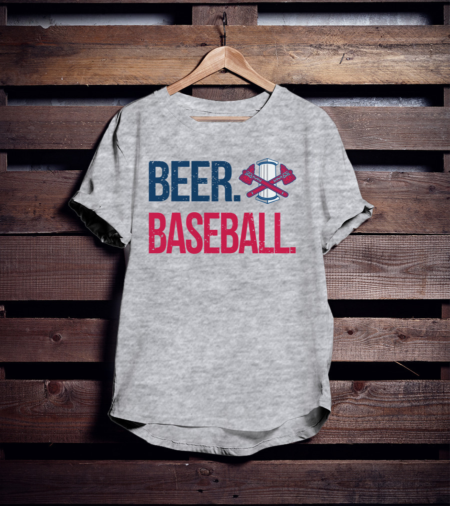 BEER. BASEBALL. Crossed Axes Emblem T-Shirt
