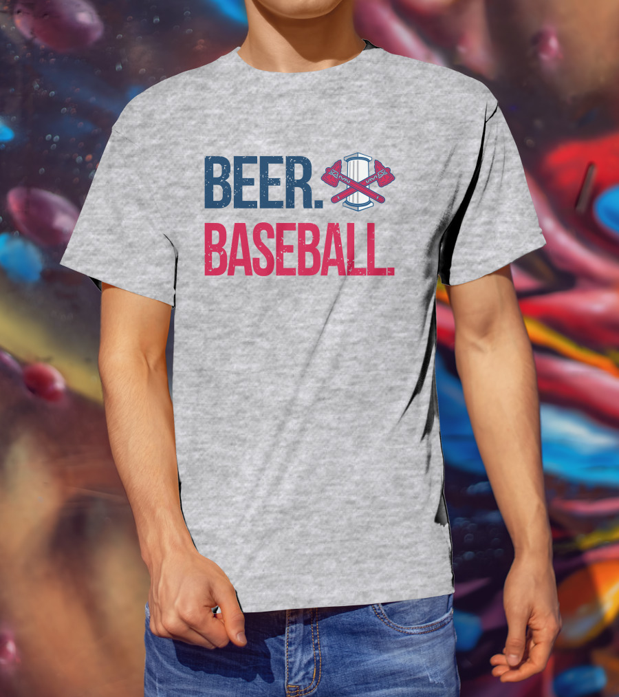 BEER. BASEBALL. Crossed Axes Emblem T-Shirt
