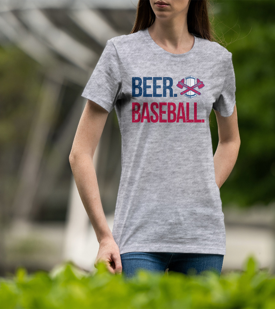 BEER. BASEBALL. Crossed Axes Emblem T-Shirt