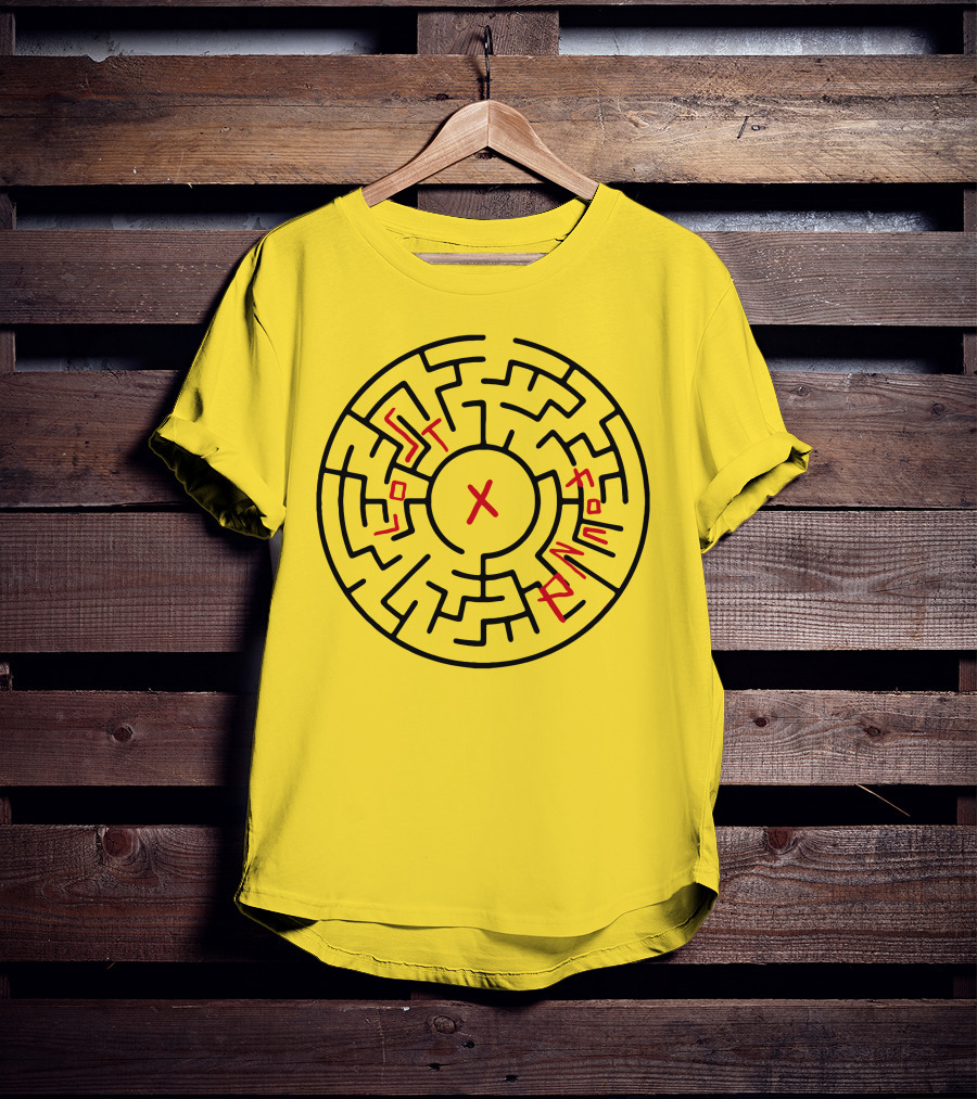 Lost People Found Myself Maze Design Yellow Background T-Shirt