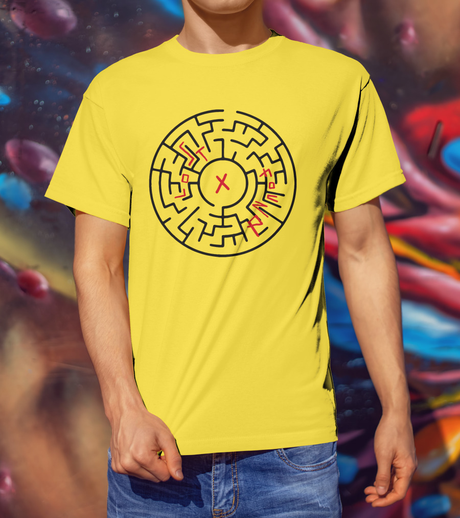 Lost People Found Myself Maze Design Yellow Background T-Shirt