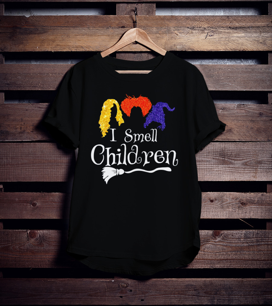 I Smell Children Witch Silhouette Hair Colors Broomstick T-Shirt