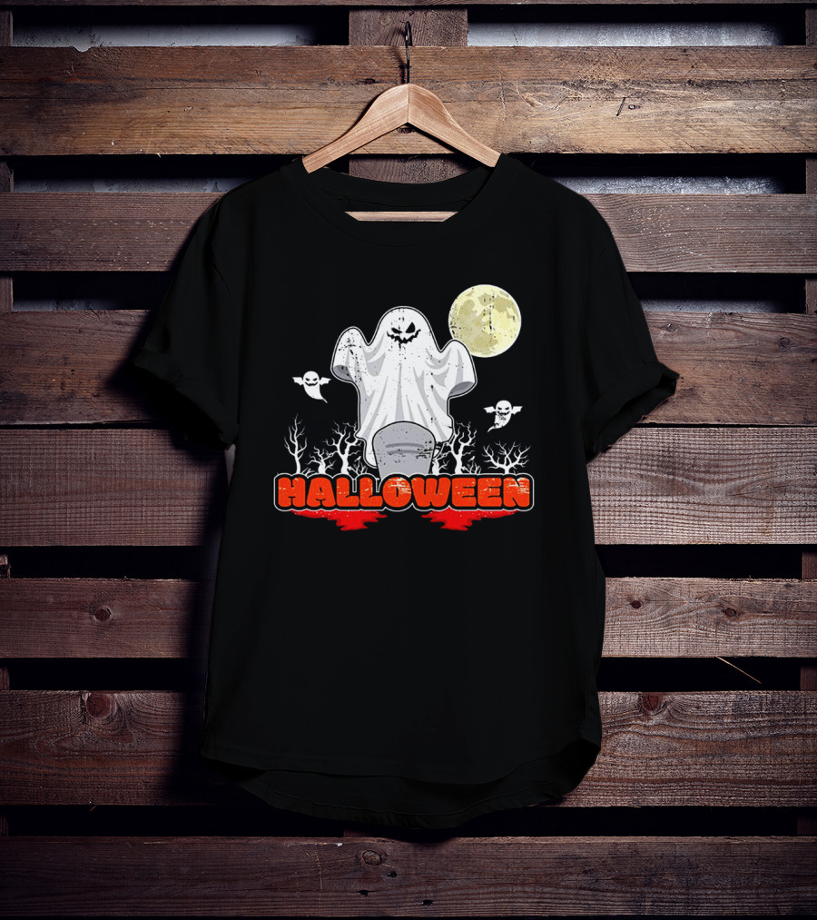 Halloween Ghostly Spirits With Haunted Moonlit Trees T-Shirt