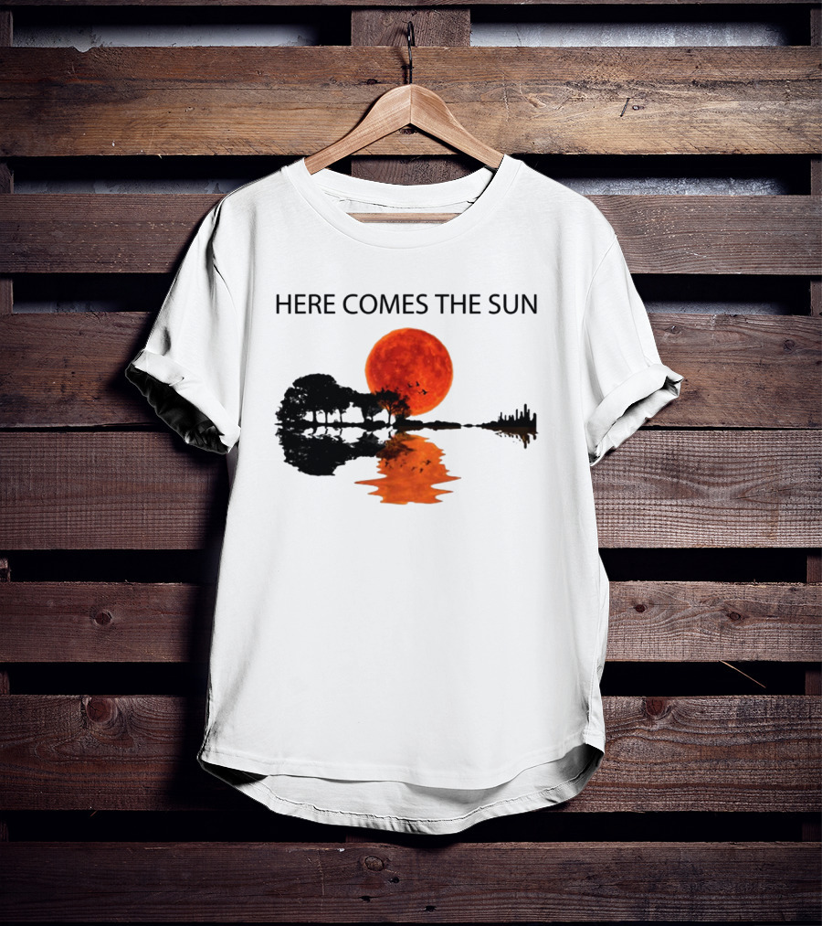 Here Comes The Sun Sunset Reflection Trees Silhouette Skyline Moon T-Shirt
