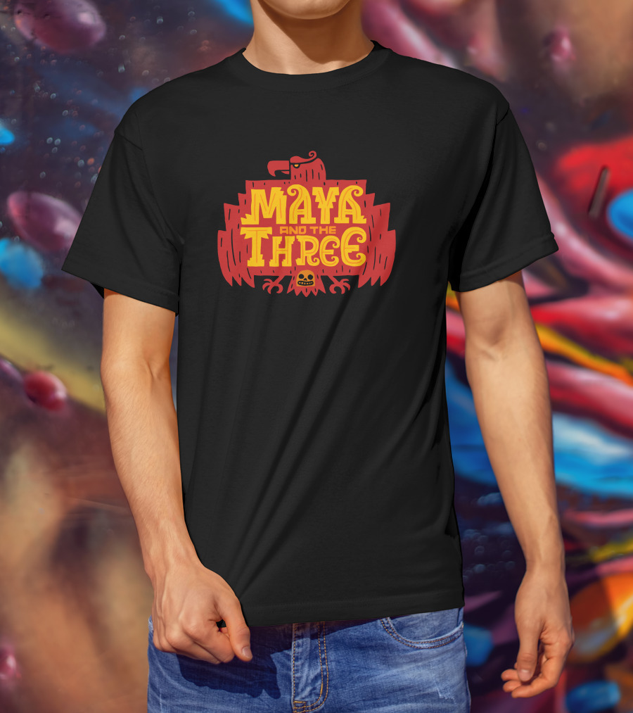 Maya And The Three Aztec-Inspired Red Eagle Emblem T-Shirt